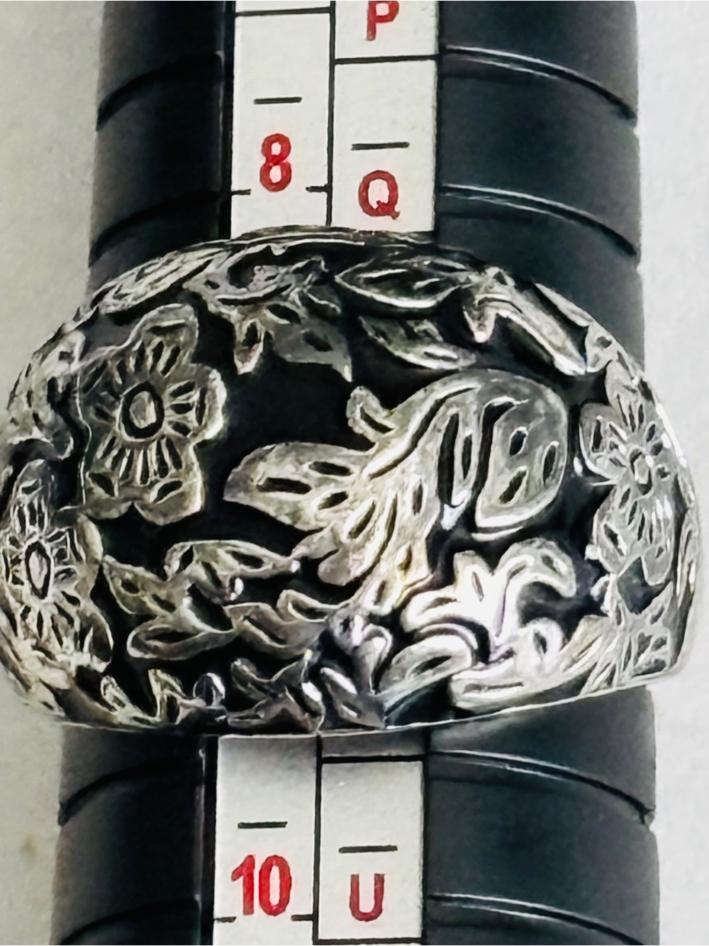 Vintage 925 Sterling Silver Floral Dome Statement Ring Size 9